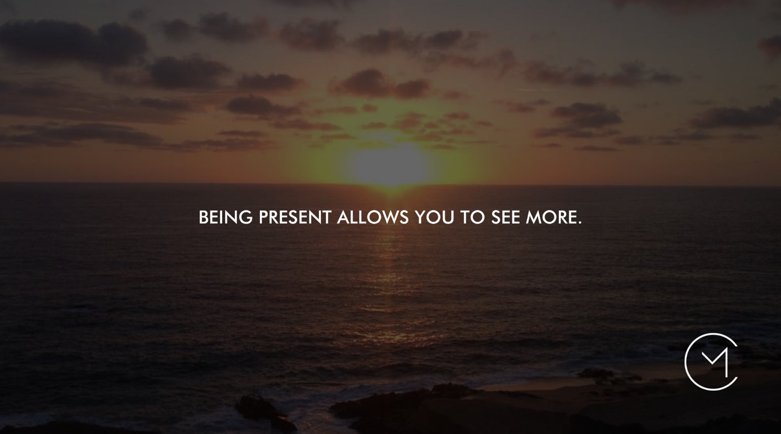A sunset over the ocean, illustrating how being present can create greater awareness while pursuing ambitious goals.
