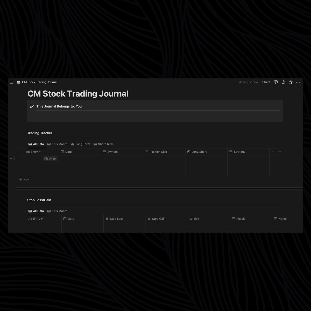 Trading Journal Template for Notion CM