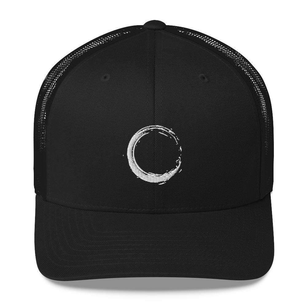 Enso Zen Circle Trucker Hat | White on Black